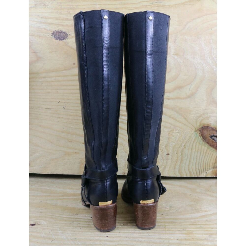 Kate Spade Boots 5m Black Leather Mabelle Riding Equestrian Tall Shoes Italy View 3